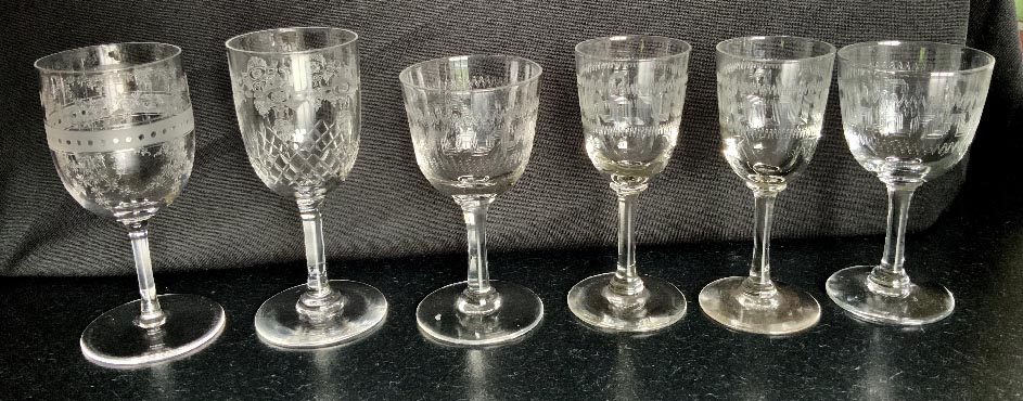 11 Edwardian glasses dating from the early 1900's